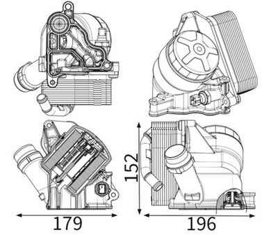 масляный радиатор, двигательное масло MAHLE CLC 342 000S