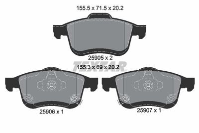 Bremžu uzliku kompl., Disku bremzes TEXTAR 2590501