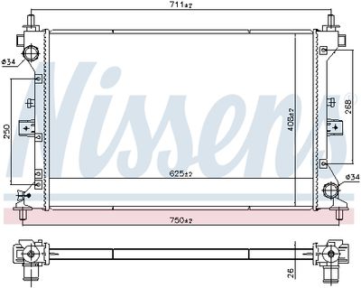 Радиатор, охлаждение двигателя NISSENS 606383