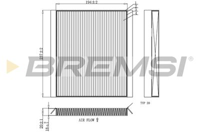 Фильтр, воздух во внутренном пространстве BREMSI FC0453