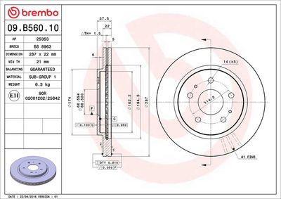 Bremžu diski BREMBO 09.B560.10