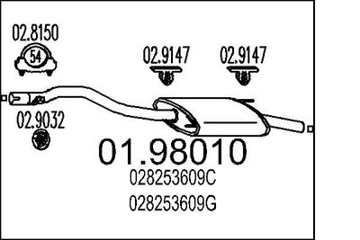Izplūdes gāzu trokšņa slāpētājs (pēdējais) MTS 01.98010
