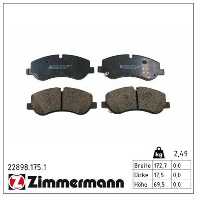 Bremžu uzliku kompl., Disku bremzes ZIMMERMANN 22898.175.1