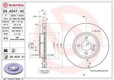 Bremžu diski BREMBO 09.A047.41