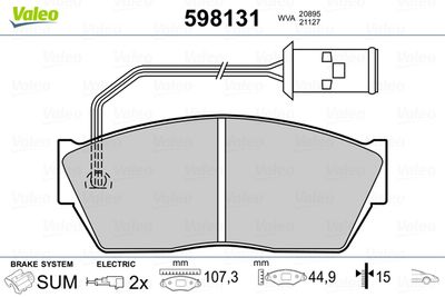 Bremžu uzliku kompl., Disku bremzes VALEO 598131