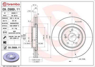 Тормозной диск BREMBO 09.D989.11