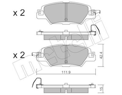 Комплект тормозных колодок, дисковый тормоз METELLI 22-1158-0
