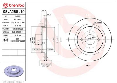 Bremžu diski BREMBO 08.A288.10