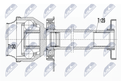 Шарнирный комплект, приводной вал NTY NPW-VW-044