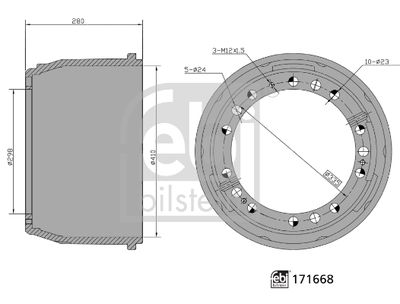 Тормозной барабан FEBI BILSTEIN 171668