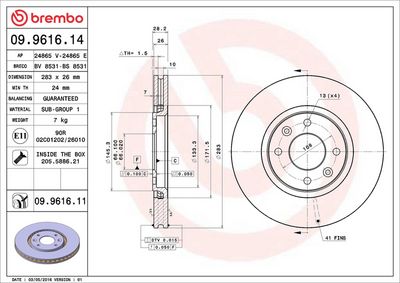 Тормозной диск BREMBO 09.9616.11