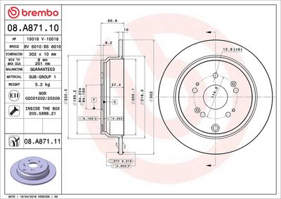 Тормозной диск BREMBO 08.A871.11