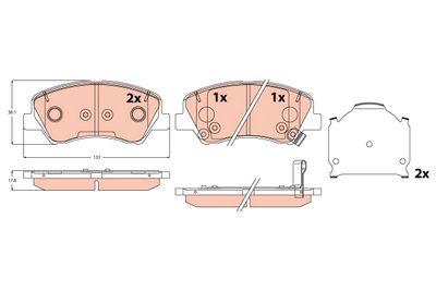 Bremžu uzliku kompl., Disku bremzes TRW GDB2310