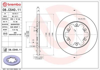 Тормозной диск BREMBO 08.C540.11