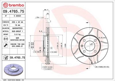 Тормозной диск BREMBO 09.4765.75