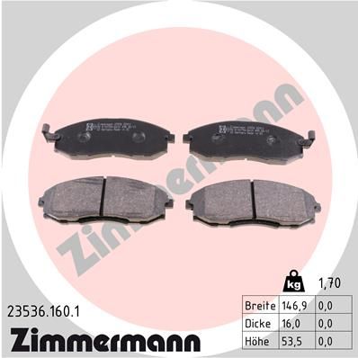 Bremžu uzliku kompl., Disku bremzes ZIMMERMANN 23536.160.1