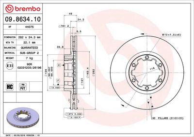 Bremžu diski BREMBO 09.8634.10