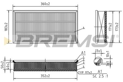 Воздушный фильтр BREMSI FA1066