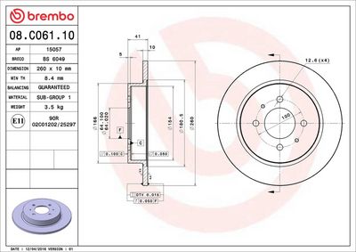 Bremžu diski BREMBO 08.C061.10