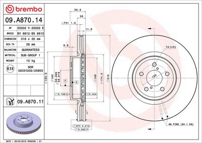Bremžu diski BREMBO 09.A870.14