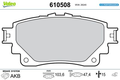 Bremžu uzliku kompl., Disku bremzes VALEO 610508