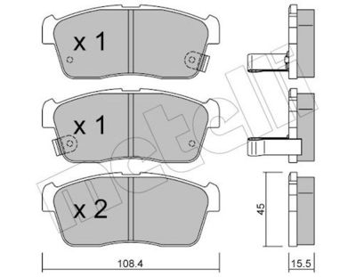 Комплект тормозных колодок, дисковый тормоз METELLI 22-0415-0