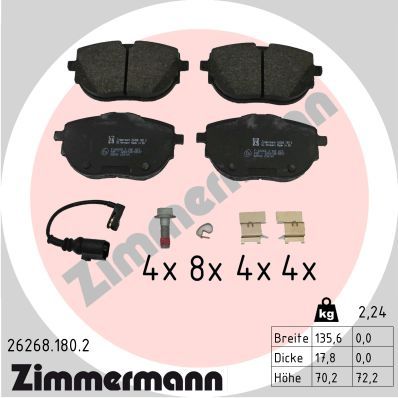 Bremžu uzliku kompl., Disku bremzes ZIMMERMANN 26268.180.2