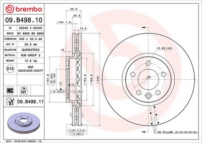 Тормозной диск BREMBO 09.B498.10