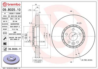 Bremžu diski BREMBO 09.B025.11