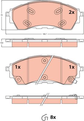 Bremžu uzliku kompl., Disku bremzes TRW GDB2550