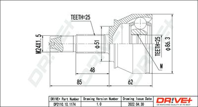 Шарнирный комплект, приводной вал Dr!ve+ DP2110.10.1174