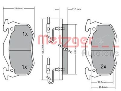 Bremžu uzliku kompl., Disku bremzes METZGER 1170176