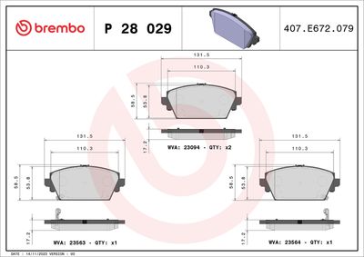 Bremžu uzliku kompl., Disku bremzes BREMBO P 28 029