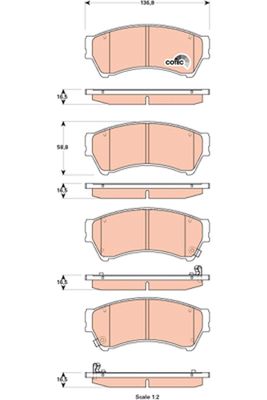 Bremžu uzliku kompl., Disku bremzes TRW GDB3501