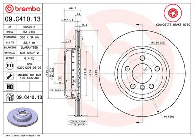 Тормозной диск BREMBO 09.C410.13
