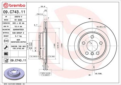 Тормозной диск BREMBO 09.C743.11