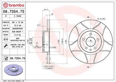 Тормозной диск BREMBO 08.7354.75