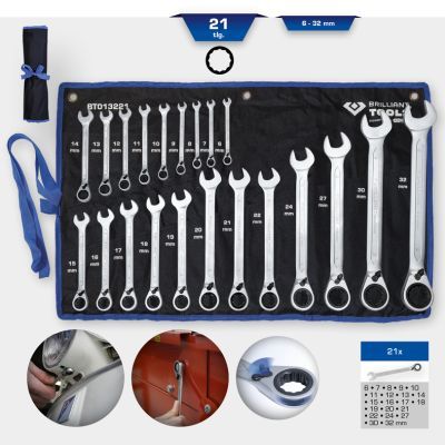 Uzmaucamo uzgriežņu atslēgu komplekts ar sprūdmehānismu KS TOOLS BT013221