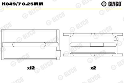 Подшипник коленвала GLYCO H049/7 0.25mm