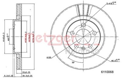Тормозной диск METZGER 6110068