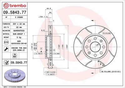 Тормозной диск BREMBO 09.5843.77