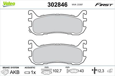 Bremžu uzliku kompl., Disku bremzes VALEO 302846