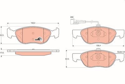 Bremžu uzliku kompl., Disku bremzes TRW GDB1290
