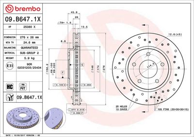 Bremžu diski BREMBO 09.B647.1X