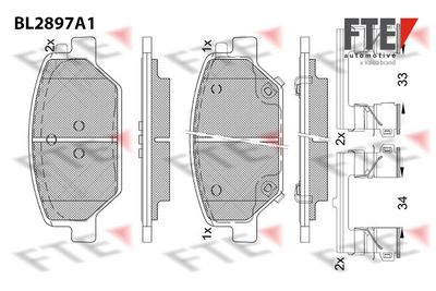 Bremžu uzliku kompl., Disku bremzes FTE 9011138
