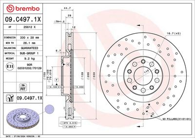 Тормозной диск BREMBO 09.C497.1X