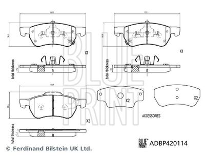 Bremžu uzliku kompl., Disku bremzes BLUE PRINT ADBP420114