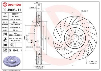 Тормозной диск BREMBO 09.B805.11
