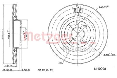 Тормозной диск METZGER 6110098