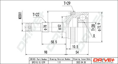 Шарнирный комплект, приводной вал Dr!ve+ DP2110.10.1379